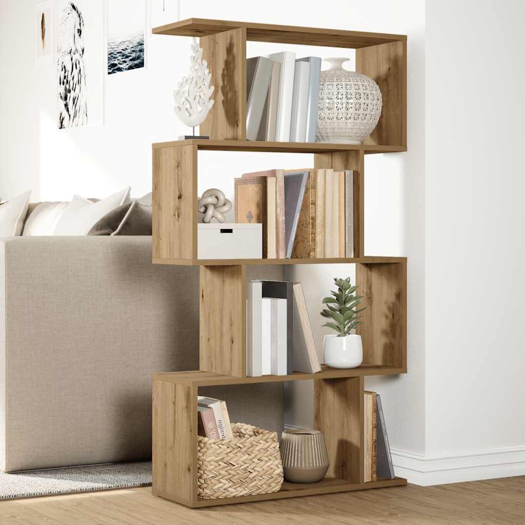 Room Divider Bookcase 4-Tier Artisan Oak 70x24x129 cm Engineered Wood